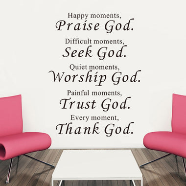 "Praise Seek Worship Trust Thank" God Quotes Wall Decal