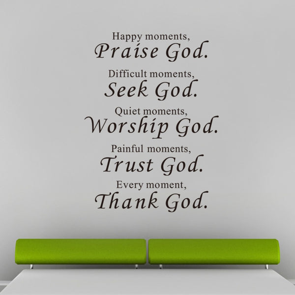 "Praise Seek Worship Trust Thank" God Quotes Wall Decal