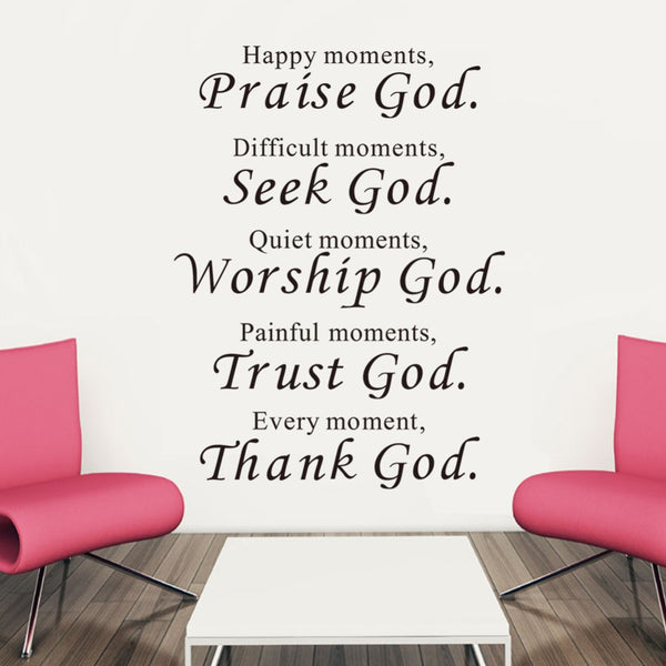 "Praise Seek Worship Trust Thank" God Quotes Wall Decal