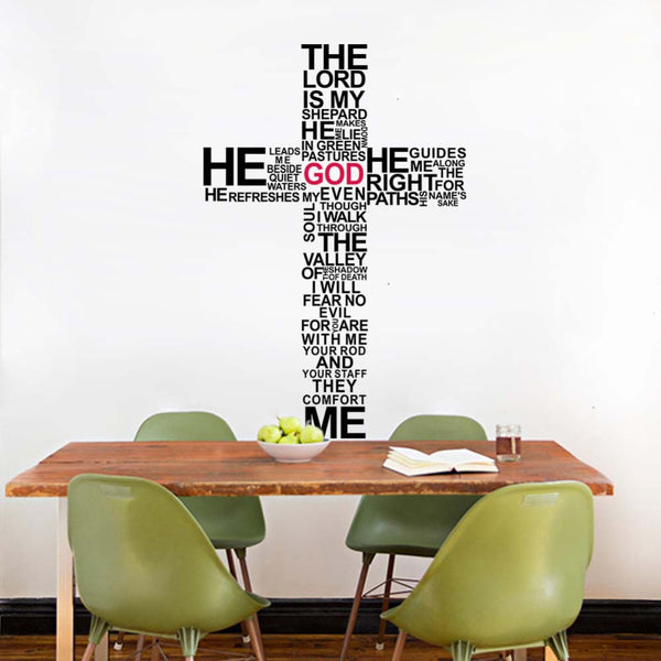 Typography Christian Cross Wall Sticker