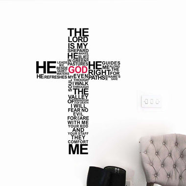 Typography Christian Cross Wall Sticker