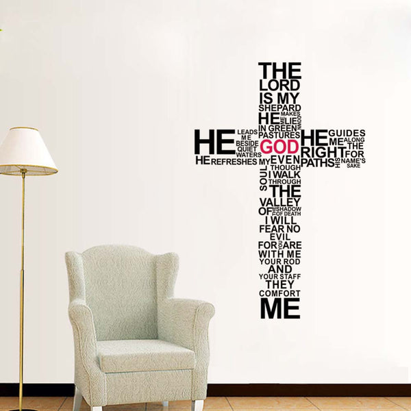 Typography Christian Cross Wall Sticker