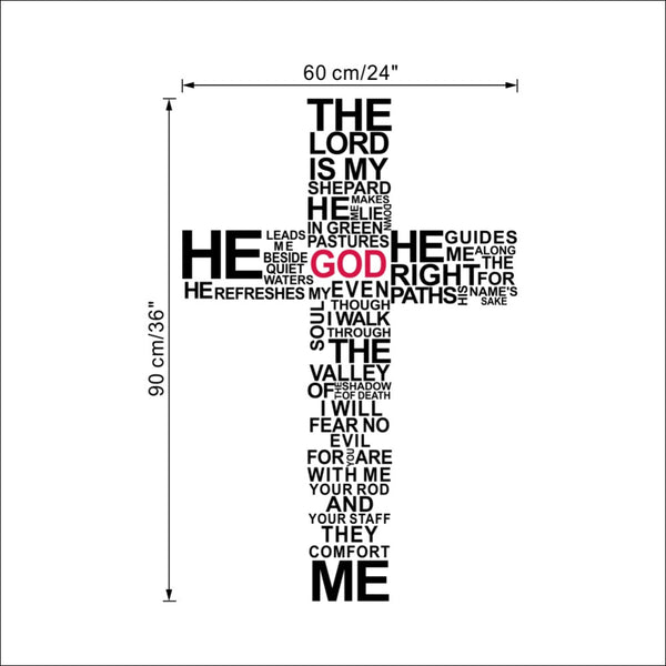 Typography Christian Cross Wall Sticker