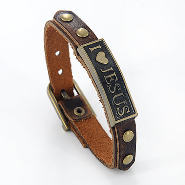 Fashion Leather Christian Bracelet