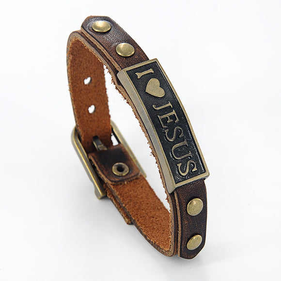 Fashion Leather Christian Bracelet