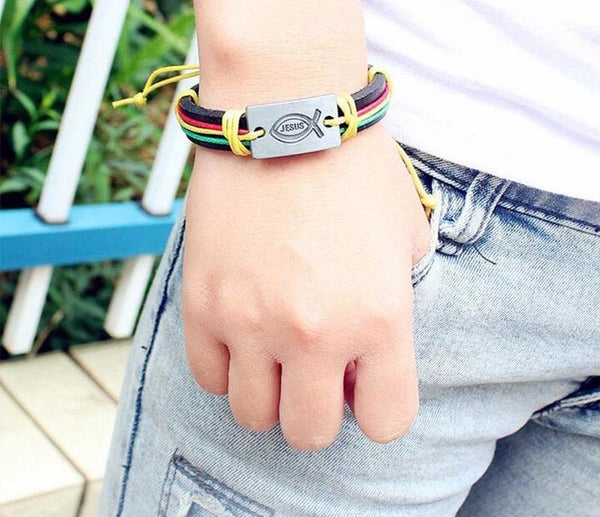 Jewelry Alloy Fish Leather Bracelet