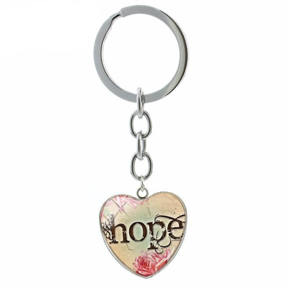 Believe Hope Heart Pendant Keychain