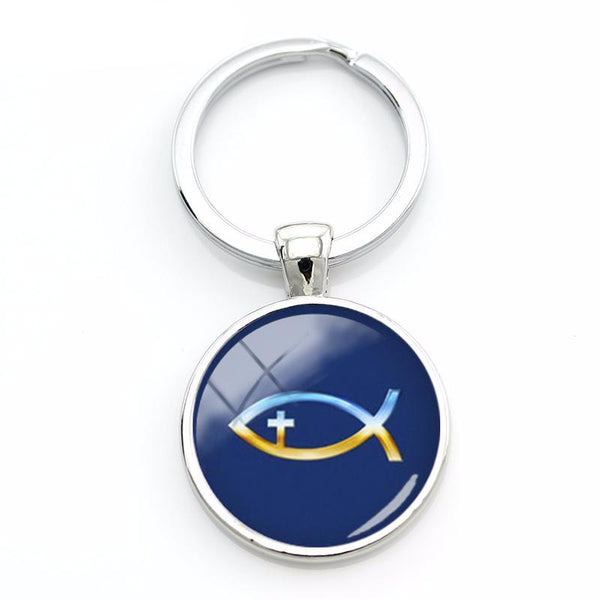 Crucifix Fish Keychain